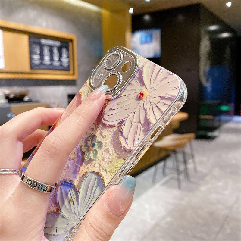 💕Limited time 50% off🔥Oil Painting Flower iPhone Case with Lens Protector Film