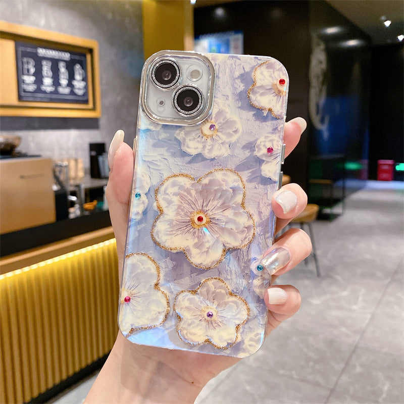 💕Limited time 50% off🔥Oil Painting Flower iPhone Case with Lens Protector Film