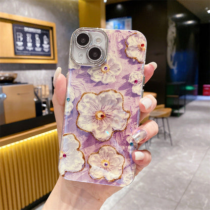 💕Limited time 50% off🔥Oil Painting Flower iPhone Case with Lens Protector Film