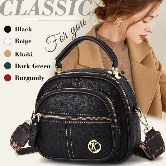 👜 New Arrival-✨Classic Multifunctional Compartments Adjustable Wide Shoulder Strap PU Leather Crossbody Bag