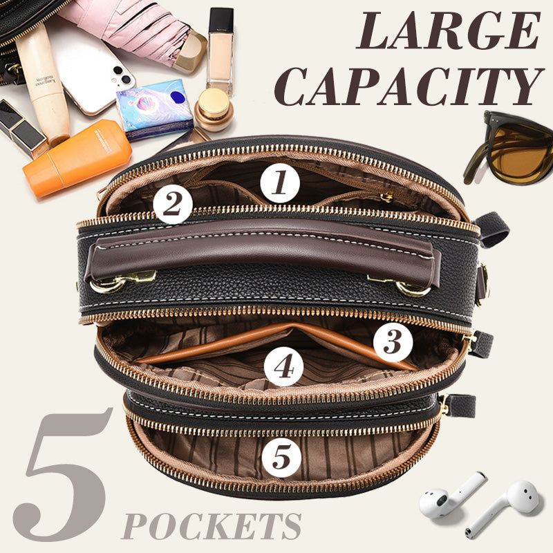 👜 New Arrival-✨Classic Multifunctional Compartments Adjustable Wide Shoulder Strap PU Leather Crossbody Bag