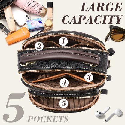 👜 New Arrival-✨Classic Multifunctional Compartments Adjustable Wide Shoulder Strap PU Leather Crossbody Bag