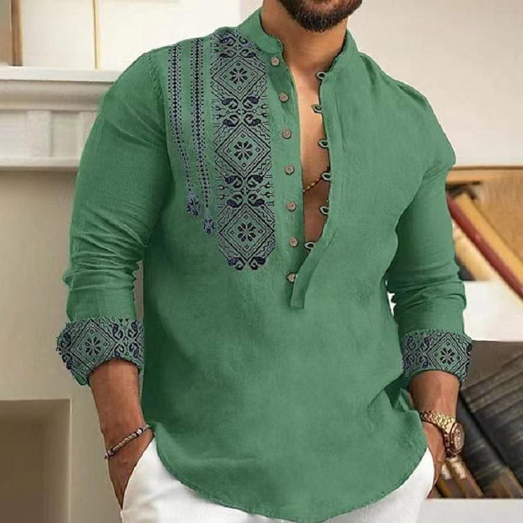 🎉Saldi imperdibili - 50% di sconto🎉Camicia casual a maniche lunghe con colletto alla coreana per uomo