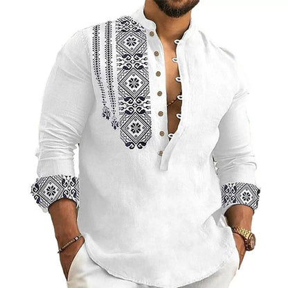 🎉Saldi imperdibili - 50% di sconto🎉Camicia casual a maniche lunghe con colletto alla coreana per uomo