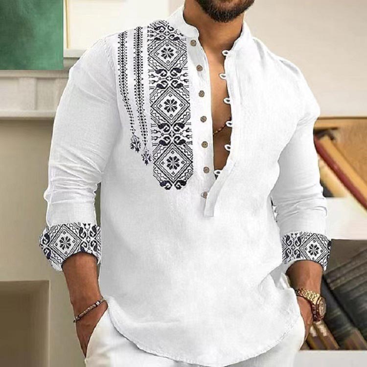 🎉Saldi imperdibili - 50% di sconto🎉Camicia casual a maniche lunghe con colletto alla coreana per uomo