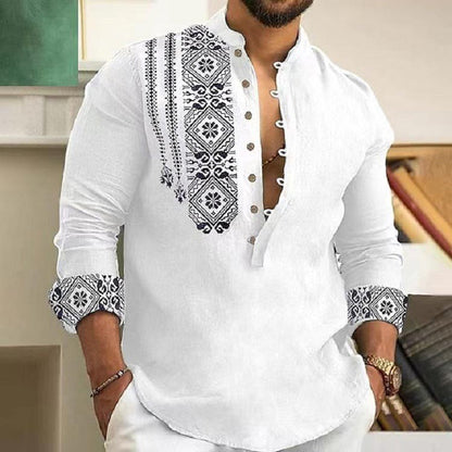 🎉Saldi imperdibili - 50% di sconto🎉Camicia casual a maniche lunghe con colletto alla coreana per uomo