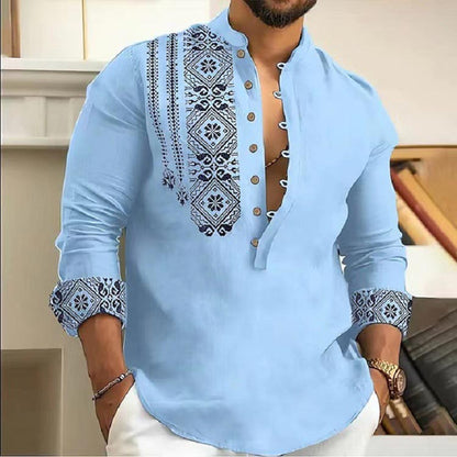 🎉Saldi imperdibili - 50% di sconto🎉Camicia casual a maniche lunghe con colletto alla coreana per uomo