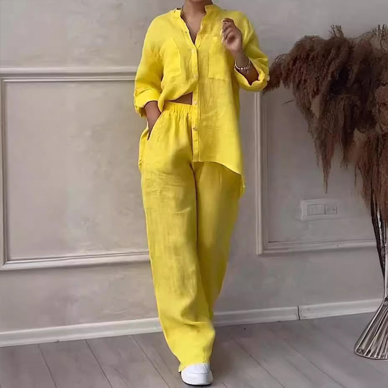 ⏳Limited Sale 50% OFF🌸Women's 2 Piece Outfits Button Down Shirt & Pants
