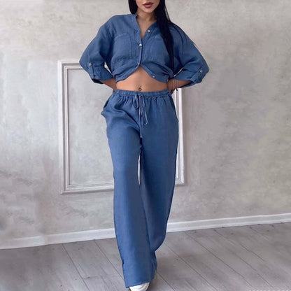 ⏳Limited Sale 50% OFF🌸Women's 2 Piece Outfits Button Down Shirt & Pants