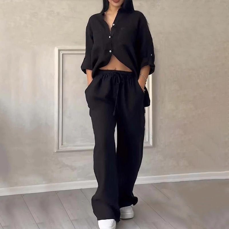 ⏳Limited Sale 50% OFF🌸Women's 2 Piece Outfits Button Down Shirt & Pants