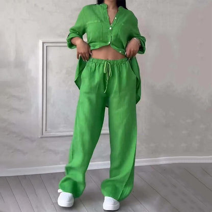 ⏳Limited Sale 50% OFF🌸Women's 2 Piece Outfits Button Down Shirt & Pants