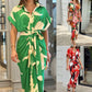 🔥SUMMER SALE 50% OFF💃Casual Lapel Neck Waist Print Shirt Dress