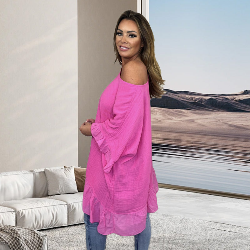 🌷Limited Time 52% OFF💞Loose Pleated Off Shoulder Blouses for Women