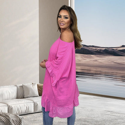 🌷Limited Time 52% OFF💞Loose Pleated Off Shoulder Blouses for Women