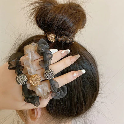 💥Buy 2 Sets, Get 1 Set FREE! 💕Elegant Rhinestone Mesh Hair Ties ✨