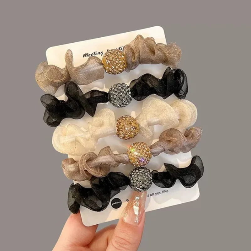 💥Buy 2 Sets, Get 1 Set FREE! 💕Elegant Rhinestone Mesh Hair Ties ✨