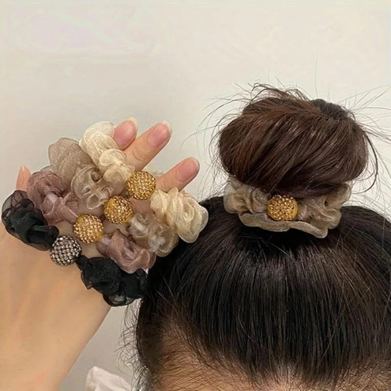 💥Buy 2 Sets, Get 1 Set FREE! 💕Elegant Rhinestone Mesh Hair Ties ✨