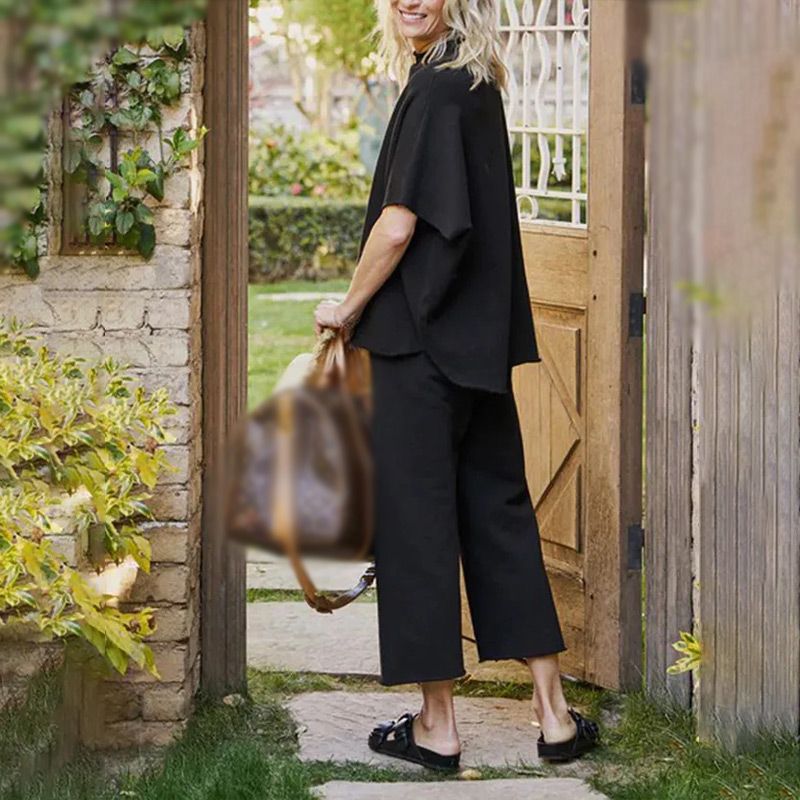 ⏳Limited Sale 50% OFF🌸Women's 3/4 Sleeve Capelet Wide-Leg Pants Set
