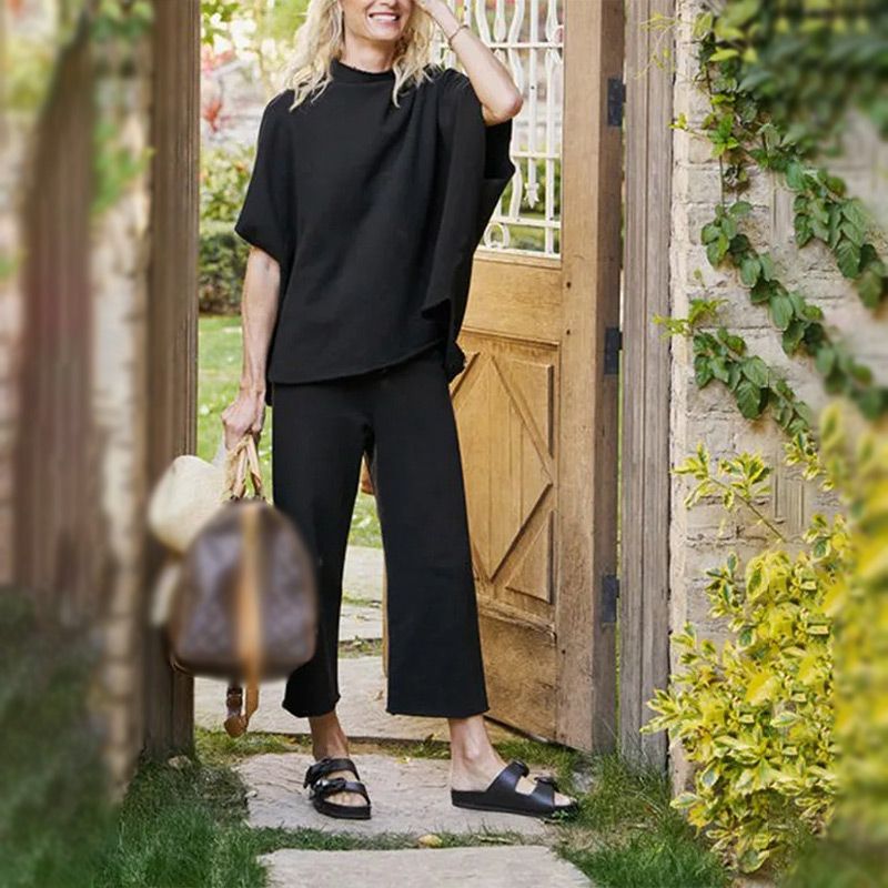 ⏳Limited Sale 50% OFF🌸Women's 3/4 Sleeve Capelet Wide-Leg Pants Set