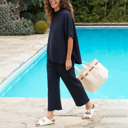 ⏳Limited Sale 50% OFF🌸Women's 3/4 Sleeve Capelet Wide-Leg Pants Set