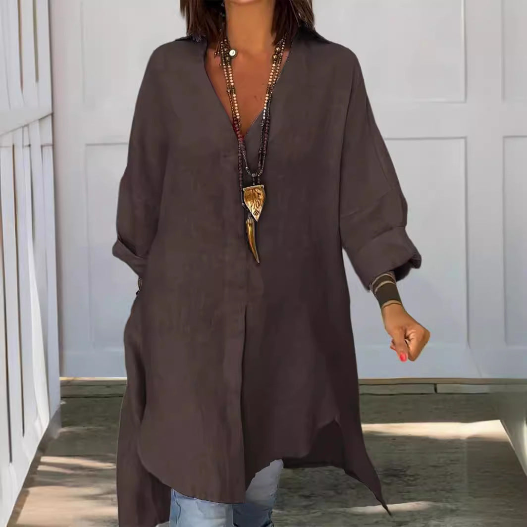 🌷Limited Time 50% OFF💞Summer Cotton Linen V-Neck Casual Shirt