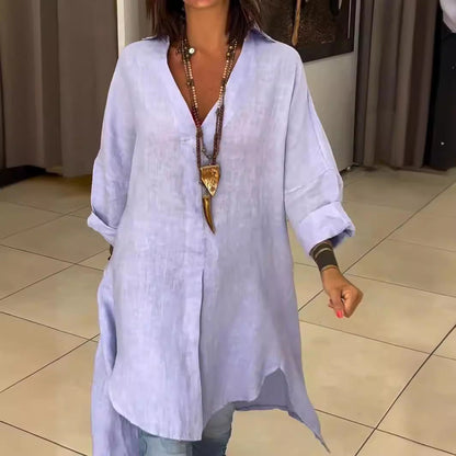 🌷Limited Time 50% OFF💞Summer Cotton Linen V-Neck Casual Shirt