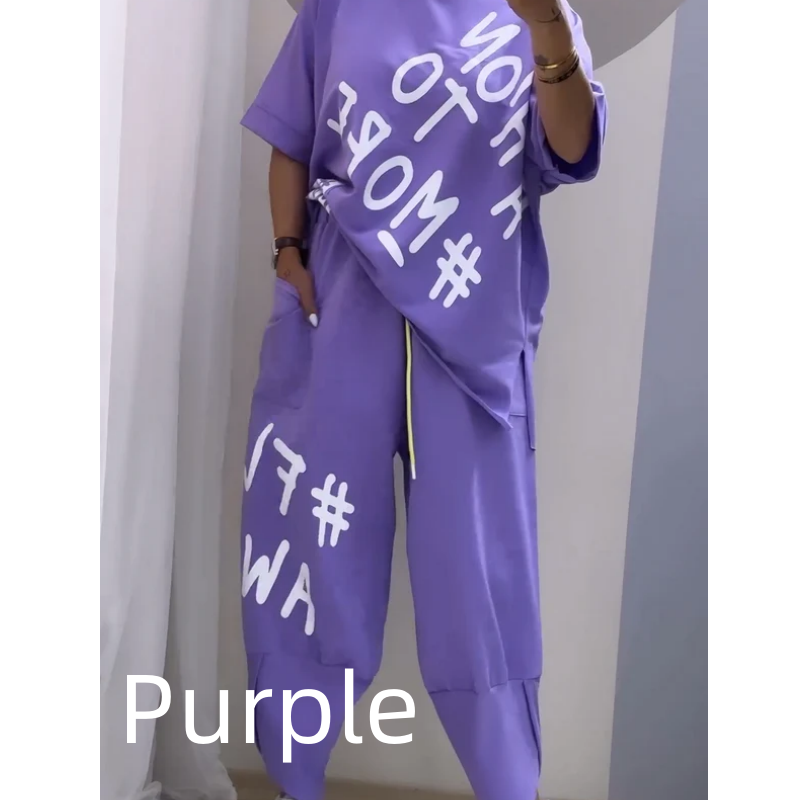 ✨New Arrival✨Women’s Casual Loose Fit Two-Piece T-Shirt & Pants Set