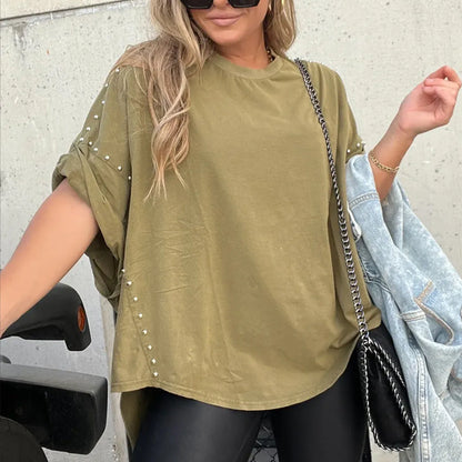 🔥HOT SALE🔥--Three-Quarter Sleeve T-Shirt, Decorated with Rivets