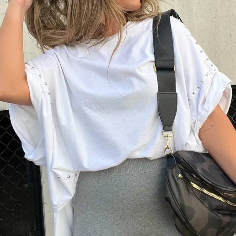 🔥HOT SALE🔥--Three-Quarter Sleeve T-Shirt, Decorated with Rivets
