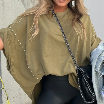 🔥HOT SALE🔥--Three-Quarter Sleeve T-Shirt, Decorated with Rivets