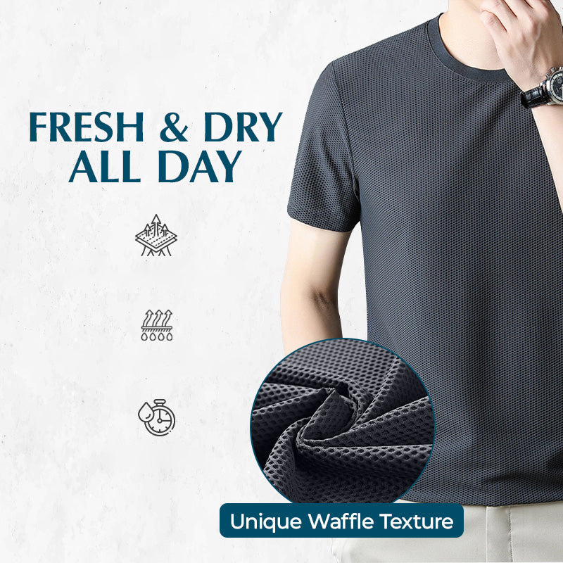 🔥Summer clearance promotion 🔥 Breathable solid color short sleeved waffle T-shirt