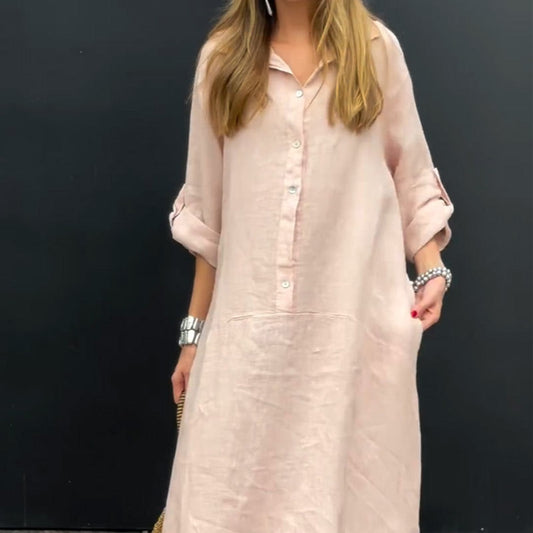 🔥52% OFF💕🦋Summery maxi dress made from a cotton-linen blend👚