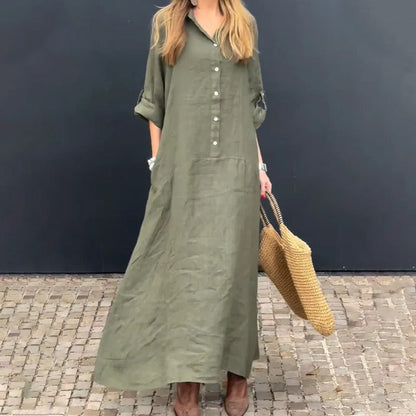 🔥52% OFF💕🦋Summery maxi dress made from a cotton-linen blend👚