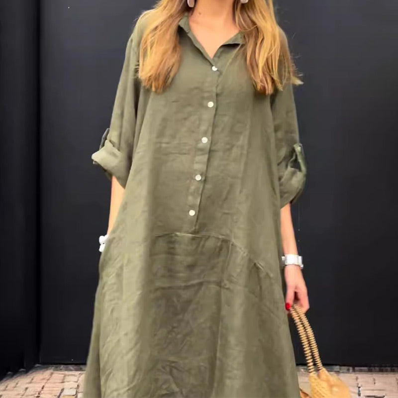 🔥52% OFF💕🦋Summery maxi dress made from a cotton-linen blend👚