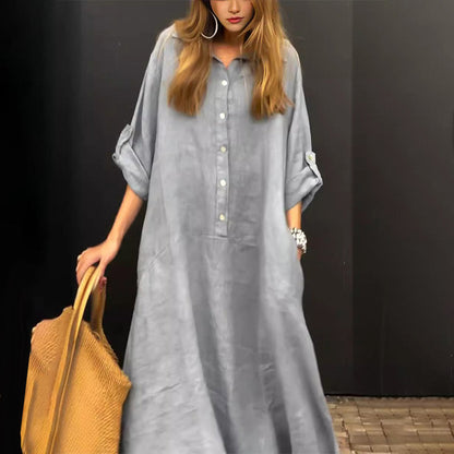 🔥52% OFF💕🦋Summery maxi dress made from a cotton-linen blend👚