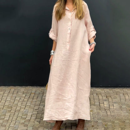 🔥52% OFF💕🦋Summery maxi dress made from a cotton-linen blend👚