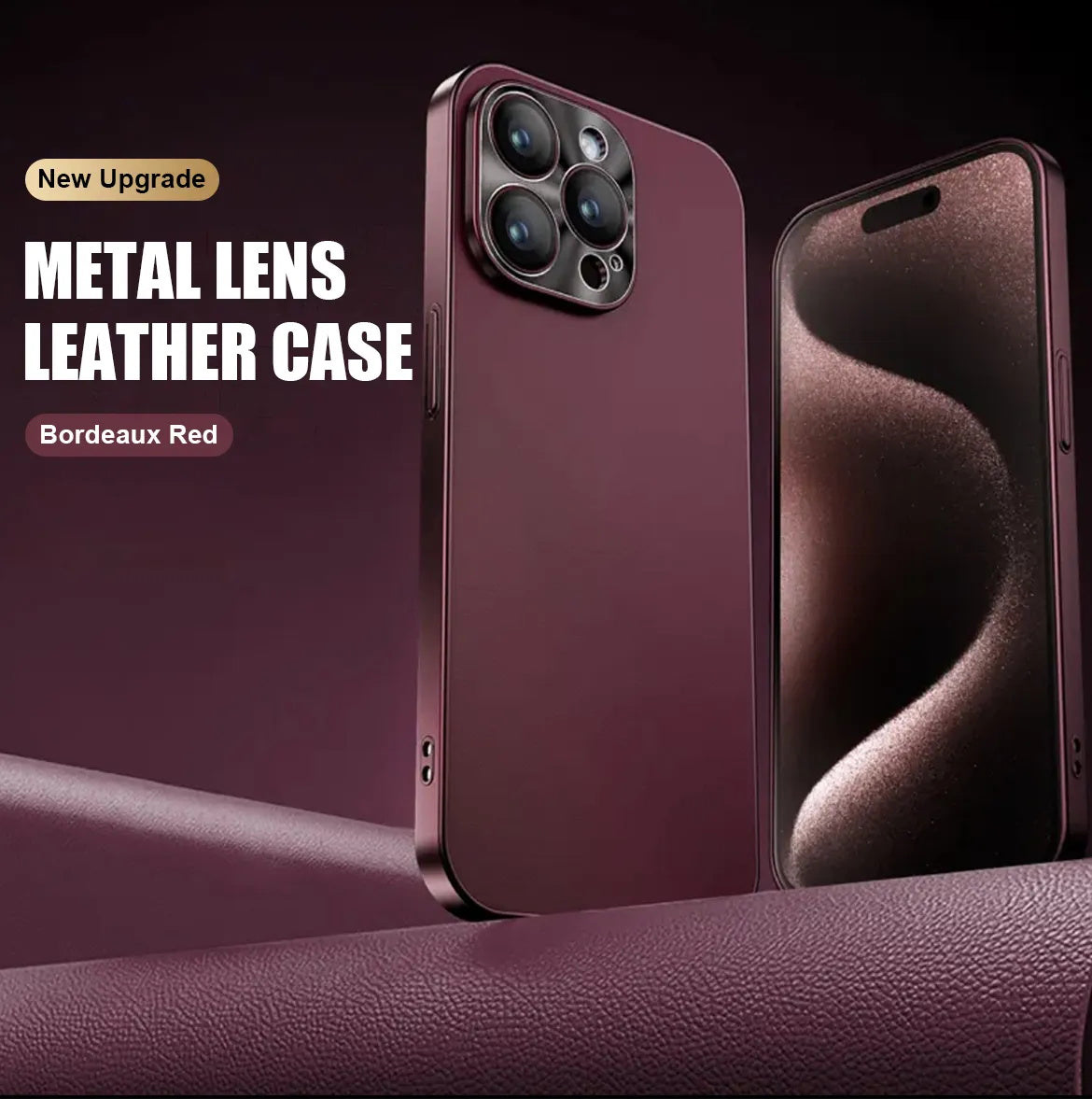 Electroplated Metal Lens Ultra-thin Leather Protect for iPhone