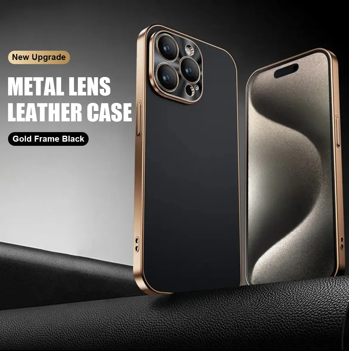 Electroplated Metal Lens Ultra-thin Leather Protect for iPhone