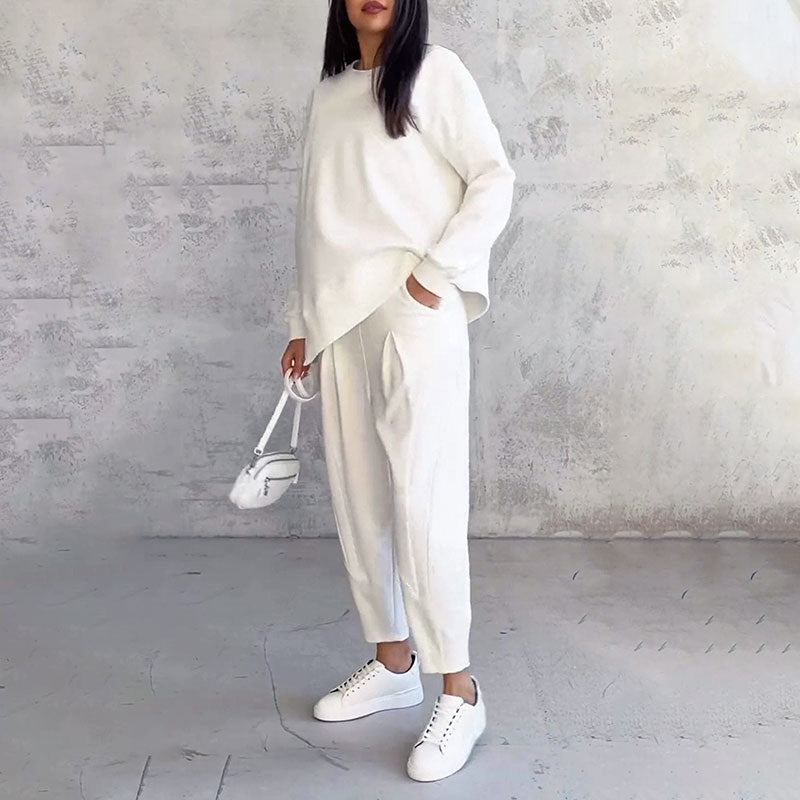 🌷Limited time sale💞 Round-Neck Long-Sleeved Top ＆ Pants 2-Piece Set