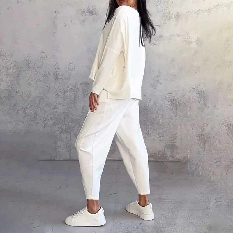 🌷Limited time sale💞 Round-Neck Long-Sleeved Top ＆ Pants 2-Piece Set