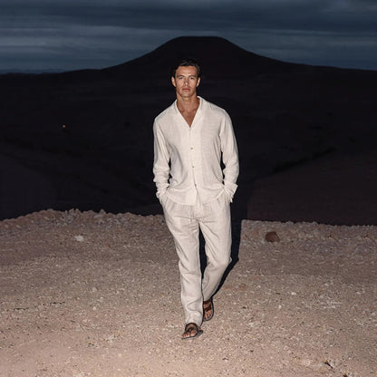 ⏳Limited Sale 50% OFF🌸Men's Minimalist Cotton Linen Casual Two Piece Set