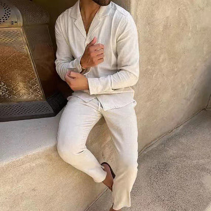 ⏳Limited Sale 50% OFF🌸Men's Minimalist Cotton Linen Casual Two Piece Set