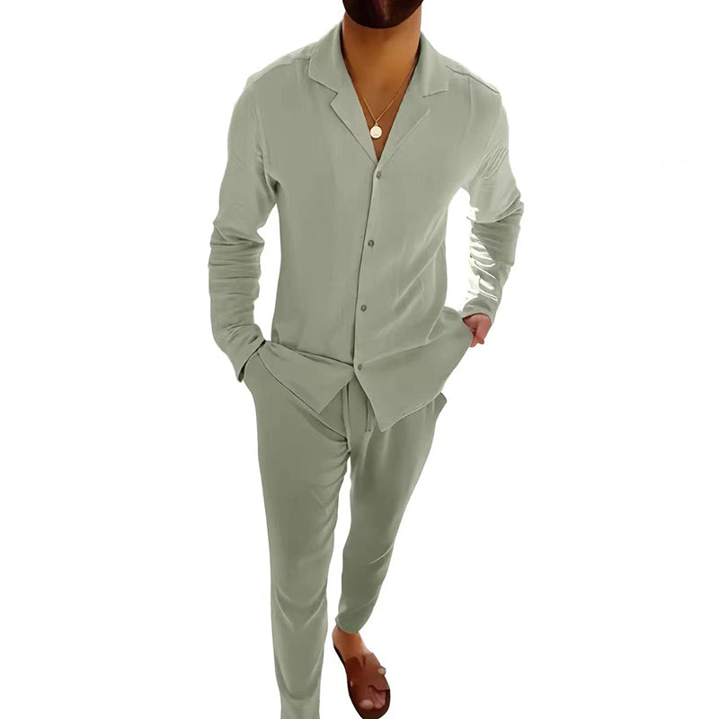 ⏳Limited Sale 50% OFF🌸Men's Minimalist Cotton Linen Casual Two Piece Set