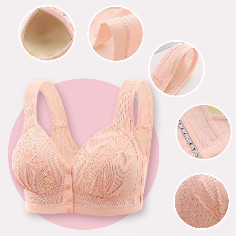 📢📢50% OFF !! 💕CloudComfort™ Front-Button Cotton Bra – Breathable • Wire-Free • All-Day Support • Non-Padded & Skin-Friendly 🌿