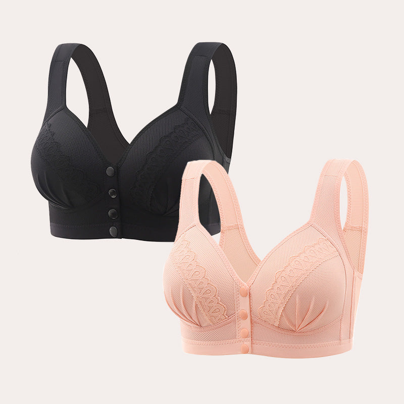 📢📢50% OFF !! 💕CloudComfort™ Front-Button Cotton Bra – Breathable • Wire-Free • All-Day Support • Non-Padded & Skin-Friendly 🌿