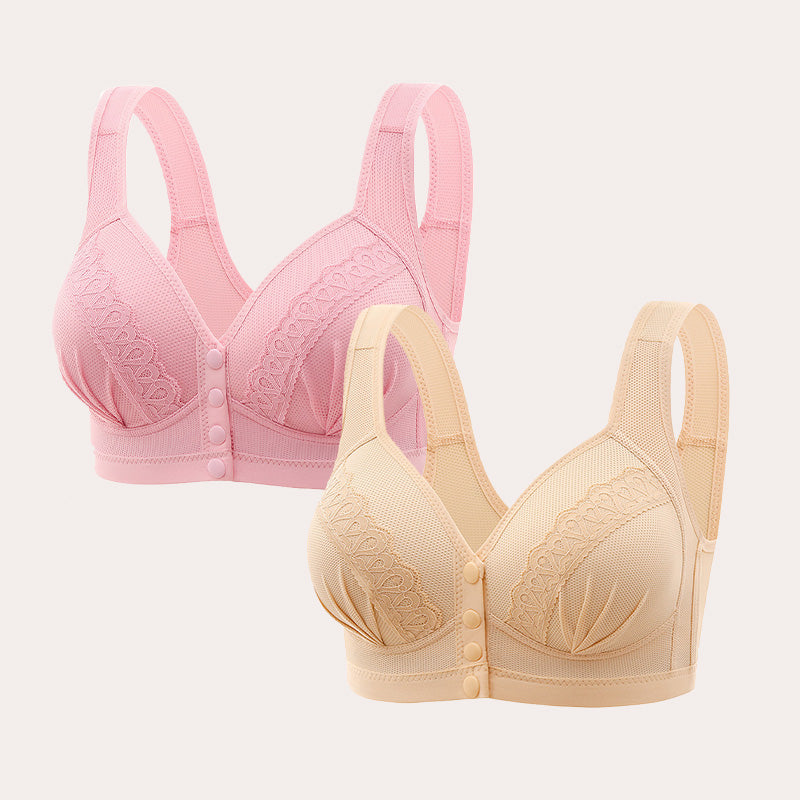 📢📢50% OFF !! 💕CloudComfort™ Front-Button Cotton Bra – Breathable • Wire-Free • All-Day Support • Non-Padded & Skin-Friendly 🌿