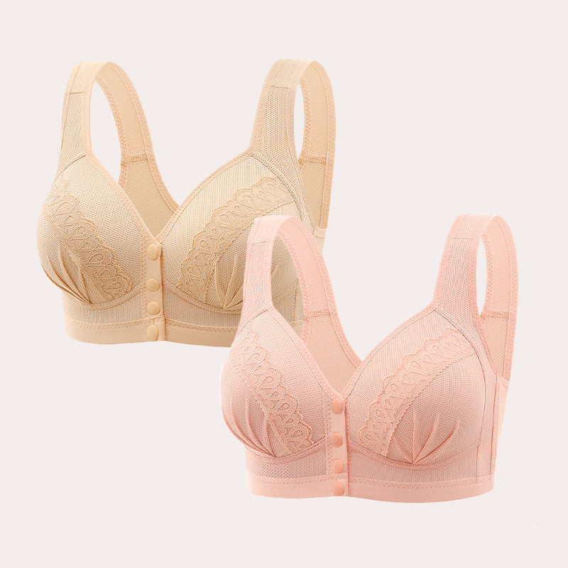 📢📢50% OFF !! 💕CloudComfort™ Front-Button Cotton Bra – Breathable • Wire-Free • All-Day Support • Non-Padded & Skin-Friendly 🌿