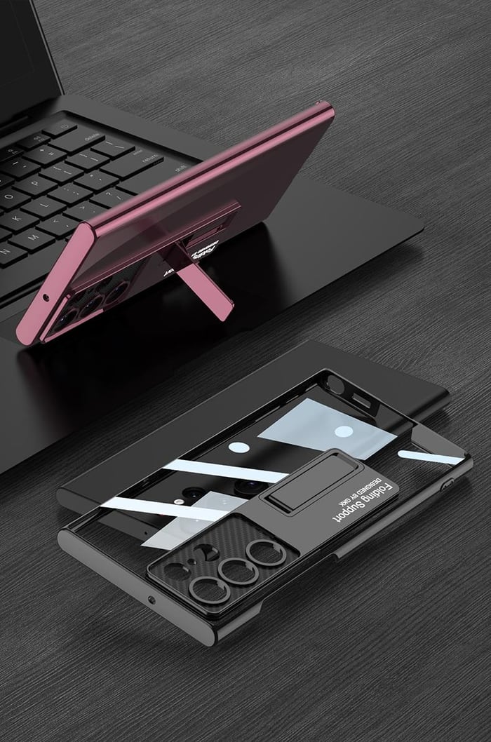 Transparent Plating Bracket Case Cover For Samsung Galaxy S23