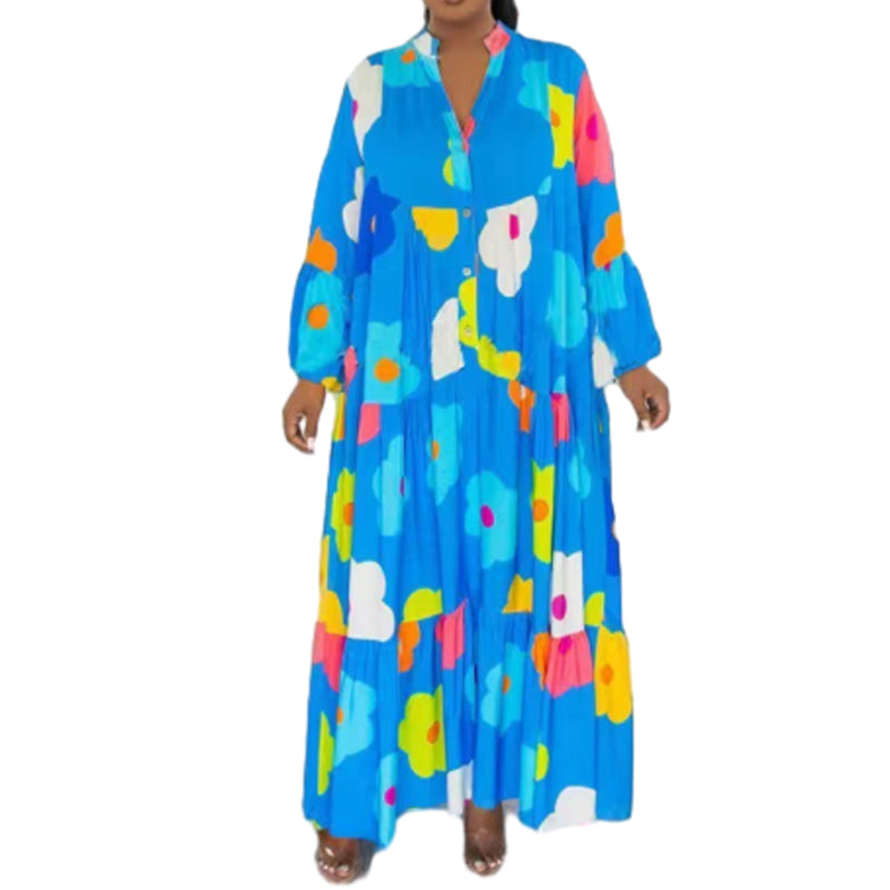🌸Flower skirt-57% OFF🌸Retro Loose Long-Sleeved Pleated Long Dress