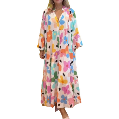 🌸Flower skirt-57% OFF🌸Retro Loose Long-Sleeved Pleated Long Dress